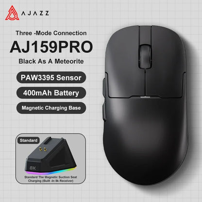 Ajazz AJ159 PRO/APEX Gaming Mouse 8000Hz Wireless Bluetooth Gaming Mouse with PAW3950 Sensor, 42K DPI, Magnetic Charging Dock & Color Display
