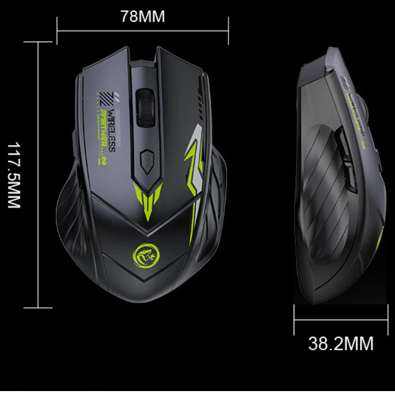 Wireless Gaming Mouse 2.4G Bluetooth Rechargeable Silent Mouse, Dual Mode Wireless Gaming Mouse with 6 Buttons, Adjustable DPI, Ergonomic Mouse for PC, Laptop & Mac