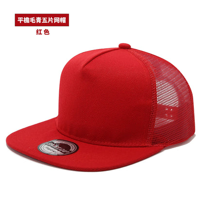 New Hip Hop Back Mesh Baseball Cap Men Women Personalized Flat Brim Trucker Hat Summer Street Fashion Snapback Caps
