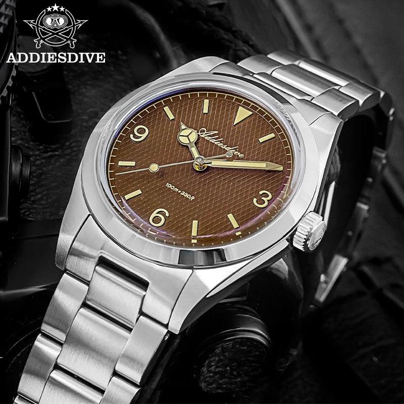 ADDIESDIVE herenhorloge – 316L roestvrijstalen kast, waterdicht tot 10 bar, lichtgevend display, model AD2096 – Luxe quartzhorloge