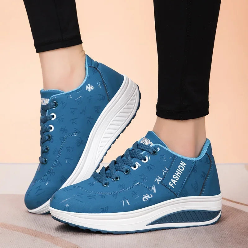 Women’s Outdoor Thick-Bottom Swinging Casual Shoes Fashion Platform Large 42 Flat-Bottom Walking Sports Shoes Walking and Running