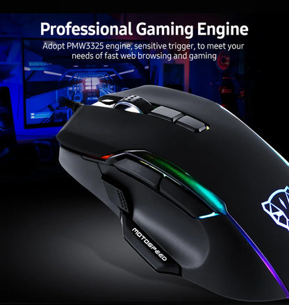MOTOSPEED V90 Wired Gaming Mouse RGB, 5000 DPI Programmable Gaming Mouse with 9 Buttons, PMW3325 Optical Sensor, USB Wired Gaming Mouse for PC & Laptop