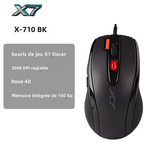 A4TECH X7 X-710BK Oscar Gaming Mouse, 2000 DPI, 1000Hz, 4D Wheel, 160K Onboard Memory, Oscar Mouse Editor, Driver Free