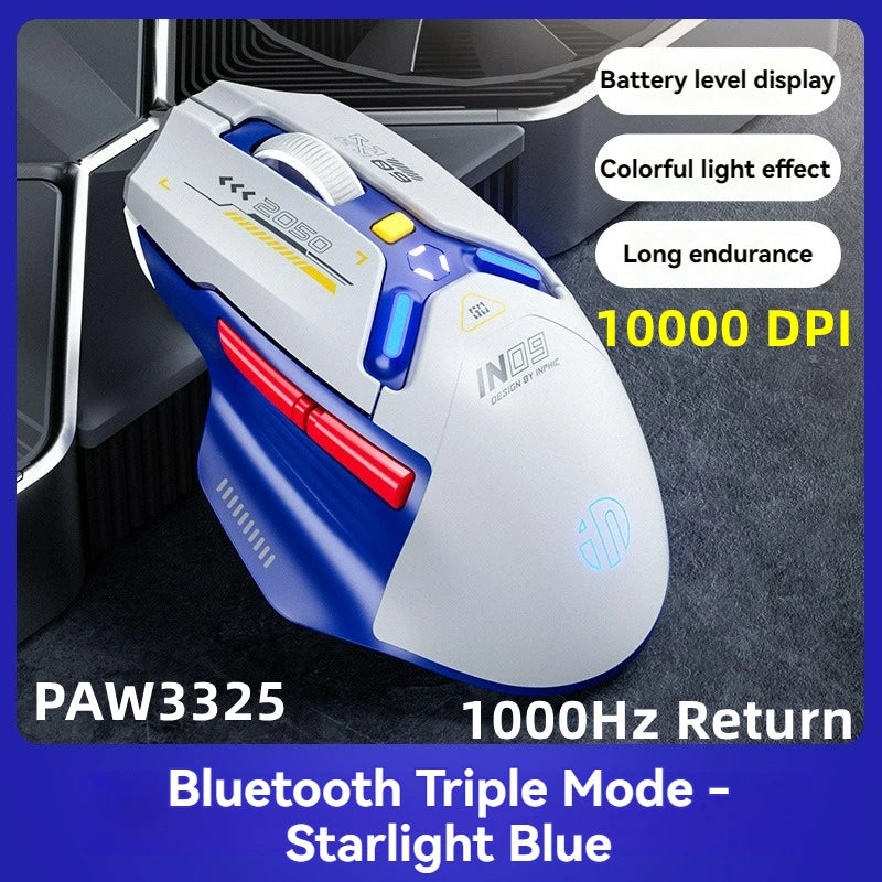 Tri-Mode Connection 10000DPI 2.4G Wireless Bluetooth Gaming Mouse PMW3325 RGB Light For PC Gaming Laptop and MAC