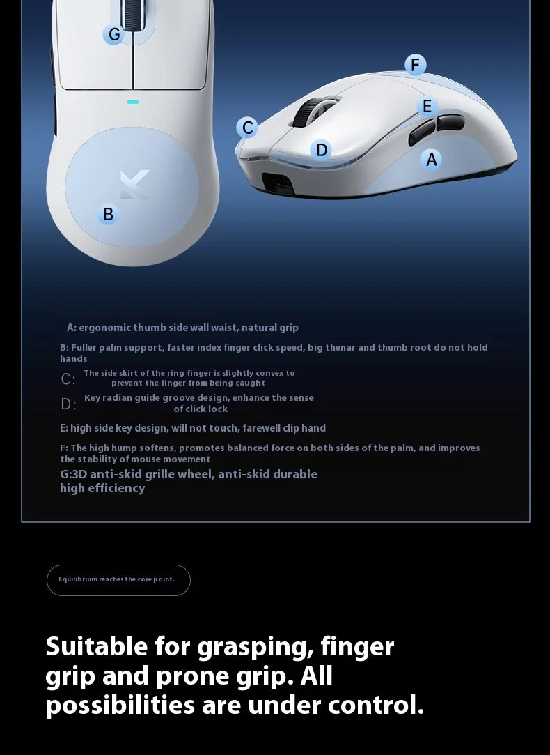 MCHOSE M7 Ultra ergonomska gaming miška PAW3950 Super Sensor TOPSPEED 8000Hz frekvenca poročanja, lahka zasnova, Realtek Master Mice