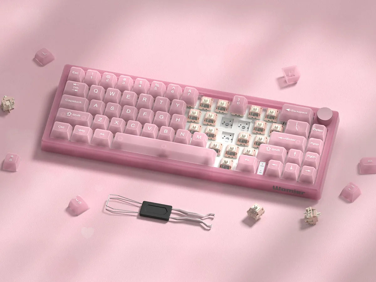 Womier VK66 PRO Pink Hot Swap Gaming Keyboard Gasket Mount RGB Gamer Keyboard Wired QMK/VIA Mechanical Keyboard for Win Mac PC