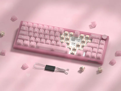 Womier VK66 PRO Pink Hot Swap Gaming Keyboard Gasket Mount RGB Gamer Keyboard Wired QMK/VIA Mechanical Keyboard for Win Mac PC