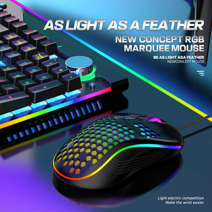 USB Wired Gaming Office Mouse Mechanical Mouse USB Illuminated Mouse 7200DPI Adjustable Optical Gaming Mouse for Desktop Laptop