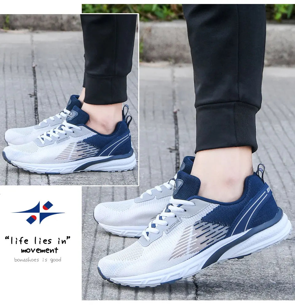 BONA New Popular Style Men Running Mesh Weaving Upper Sport Shoes ventilate Jogging Walking Sneakers Lace Up