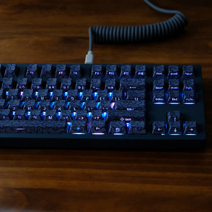 KYOMOT 135 Keys PBT Side Print Keycap Double Shot Cherry Profile Shine Through Keycaps for MX Switch Games Mechanical Keyboard