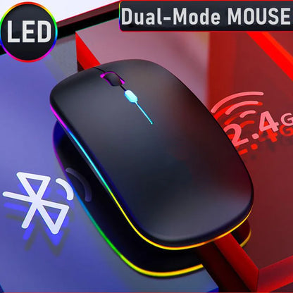 Wireless Mouse Rechargeable Dual Modes Bluetooth-compatible 2.4G USB Computer Mice For Laptop iPad Tablet Notebook Gaming Mouse