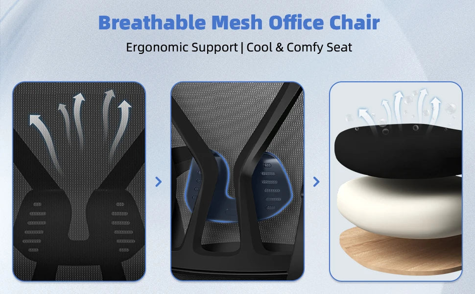 Daccormax Office chair Ergonomic Reclining 90°-125°, Desk chair with Lumbar Support, Computer chair Adjustable, living room chairs