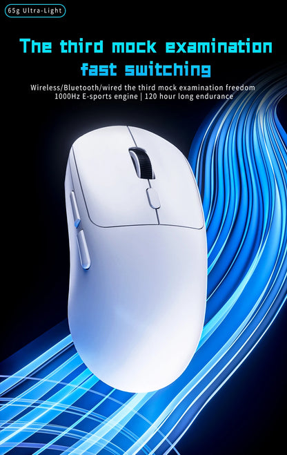 Gaming Mouse Bluetooth Mouse Rechargeable Gamer PAW3395 Lightweight Ergonomic Wireless Mouse Esport