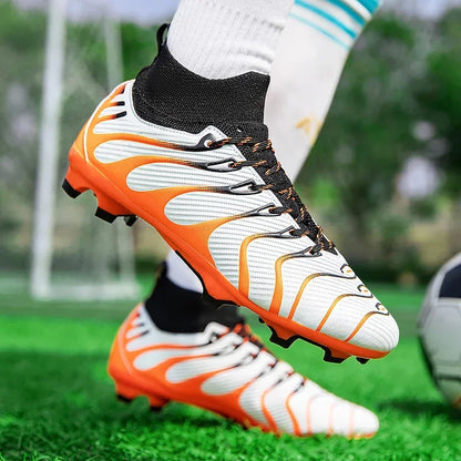 Hommes Match bottes de Football Sport entraînement longues pointes FG/TF garçons crampons chaussures de Football en plein air antidérapant intérieur Futsal confortable