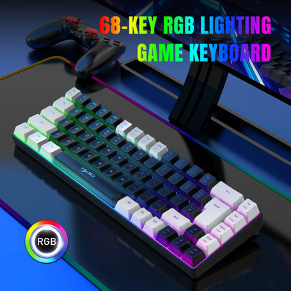 68 Keys Gaming Keyboard USB Wired RGB Gaming Keyboard with 20 Backlight Modes, Compact Mini Gaming Keyboard for Windows PC Laptop Desktop