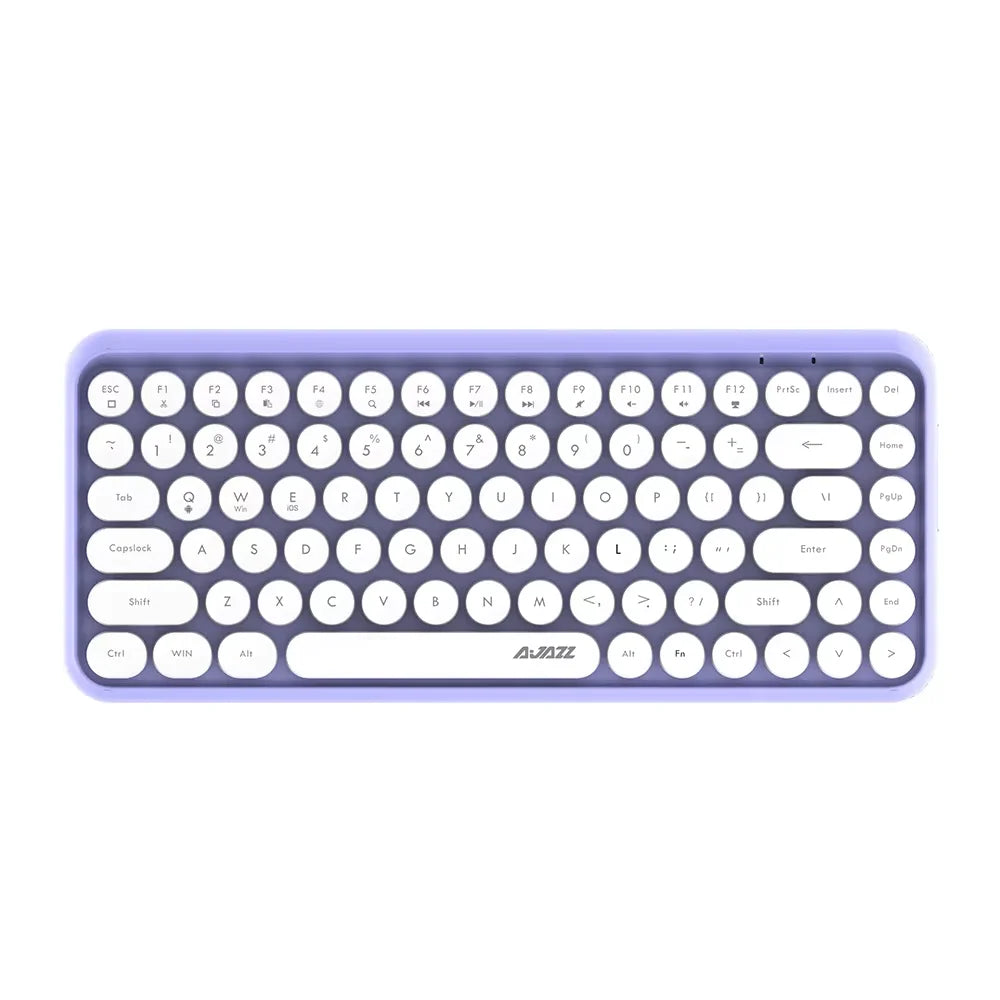 AJAZZ 308i  Wireless Bluetooth Keyboard 84 Keys Rechargeable Retro Round Typewriter Keycaps, Portable Mechanical K