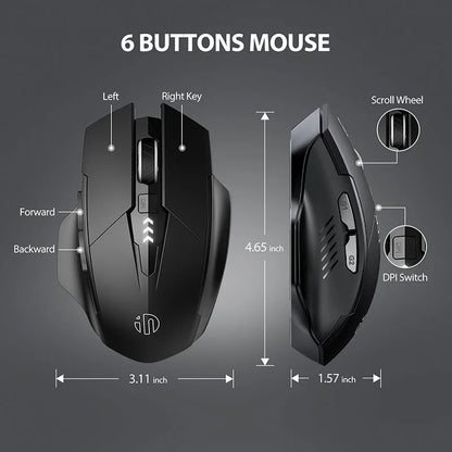 INPHIC F1 2.4G Wireless Mouse, 500mAh Ergonomic Rechargeable, Power Display, Office Home Silent Laptop Desktop Computer Universal