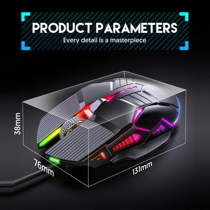 3200 DPI Ergonomic Wired Gaming Mouse, USB Computer Mouse, Gaming RGB Backlit Gamer Mouse, 6 Button LED Silent Mice for PC Laptop