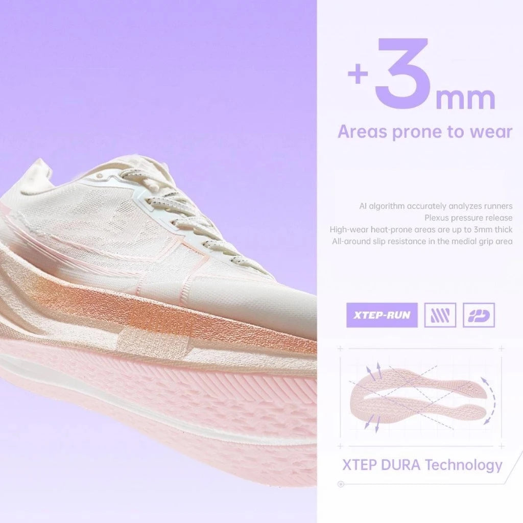 Xtep 2000 km 5.0 hardloopschoenen voor dames, slijtvast, duurzaam, gevechtsbestendig, lichtgewicht sneakers 874118110024