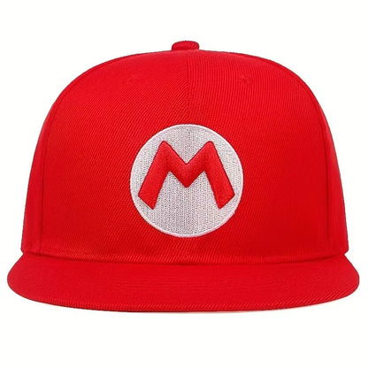 Bandai Super Mario letter embroidered baseball cap for both men and women, sunshade and sun protection duckbill cap cotton