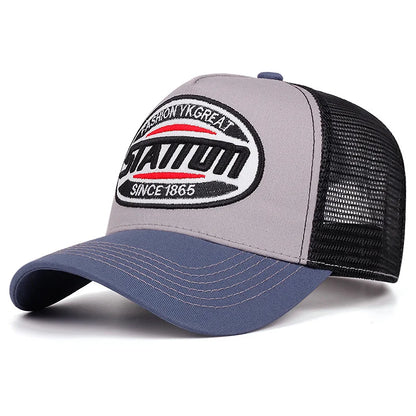 Styl: czapka baseballowa unisex, klasyczna czapka z siateczki STATION z nadrukiem literowym, dla mężczyzn i kobiet, oddychająca, czapka typu „trucker” na lato w stylu streetwear