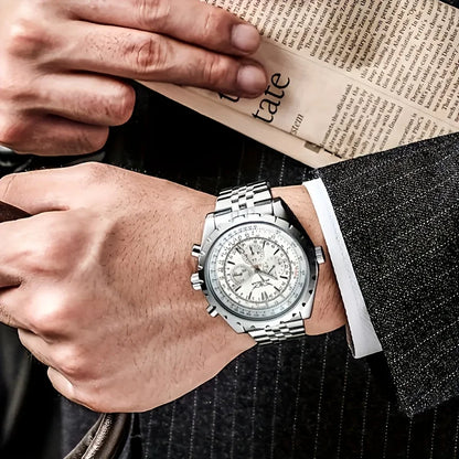 Mechanisch herenhorloge van roestvrij staal — hol ontwerp, grote wijzerplaat