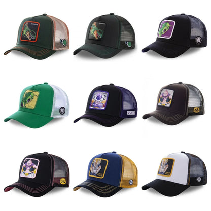 New Dragon Ball Son Goku Cap Summer Travel Peaked Cap Men's Embroidery Hip-Hop Cap Style Sun Visor Adjustable Trucker Mesh Cap