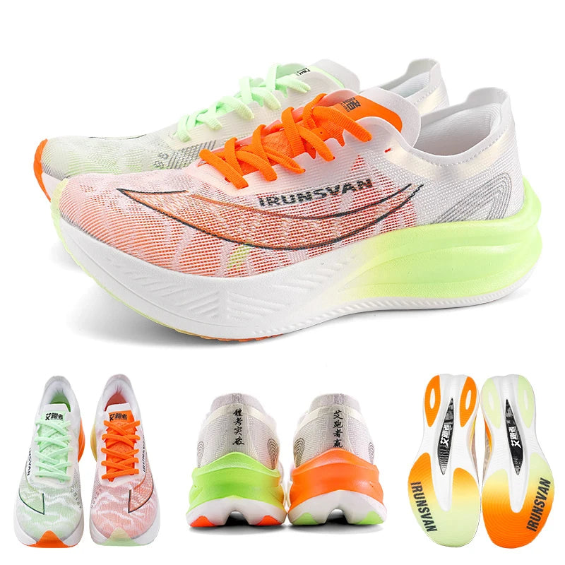 IRUNSVAN Nylon Carbon Plate Professional Marathon Running Shoes for Man Lightweight Cushioning Training Outdoor Sneakers Women