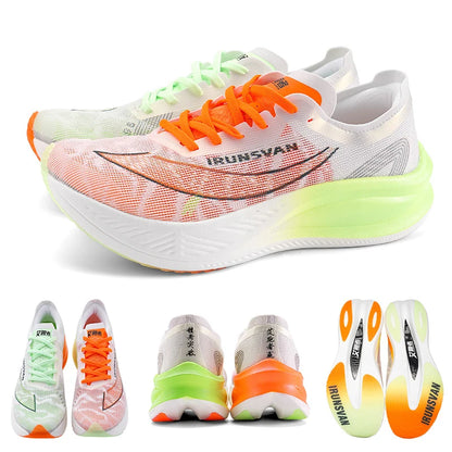 IRUNSVAN Nylon Carbon Plate Professional Marathon Running Shoes for Man Lightweight Cushioning Training Outdoor Sneakers Women