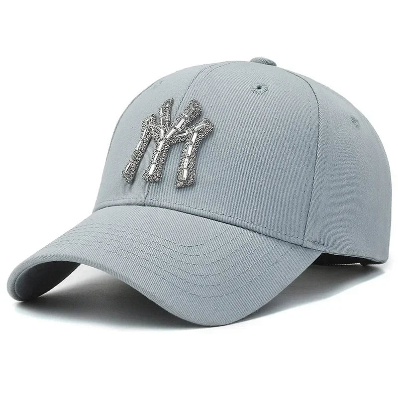 MY Rhinestone-kasket til kvinder – forår og efterår – streetwear, casual, udendørs, Duck Tongue-kasket, mode, alsidig baseballkasket, solskærm