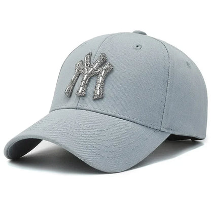 MY Rhinestone-kasket til kvinder – forår og efterår – streetwear, casual, udendørs, Duck Tongue-kasket, mode, alsidig baseballkasket, solskærm