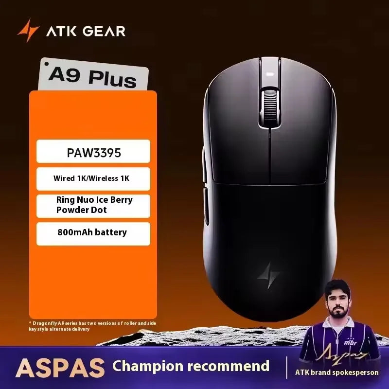 Rato Gaming Sem Fios ATK A9 com Tecnologia NearLink, Ergonómico PAW3395, Tri-Mode Bluetooth de Baixa Latência para Esports e PC