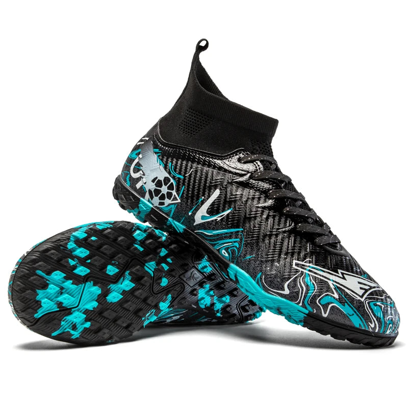 Chaussures de football pour hommes et femmes, crampons antidérapants pour terrain synthétique, baskets de futsal, chaussures de football à crampons pour terrain gazonné, support de cheville, pour l'extérieur