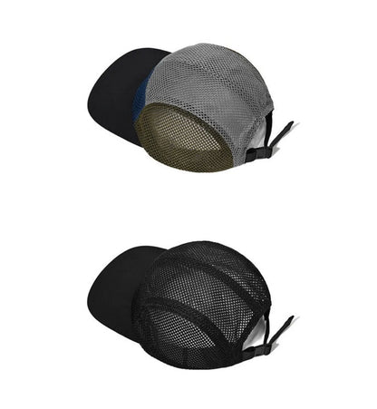 Fashion Retro Mesh Baseball Cap 5 Panel Flat-brimmed Sun Visor Cap Breathable Adjustable Quick-drying Hat Unisex