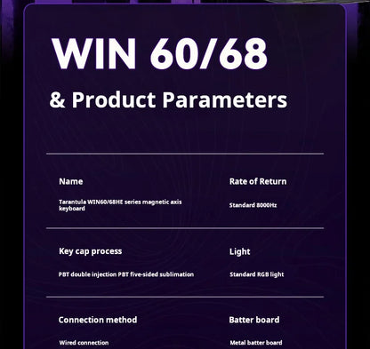 AULA WIN 68 HE Tastatur mit magnetischen Schaltern RT Gaming-Mechanische Tastatur kabelgebunden 8KPolling Rate Full-Key Hot-Swappable