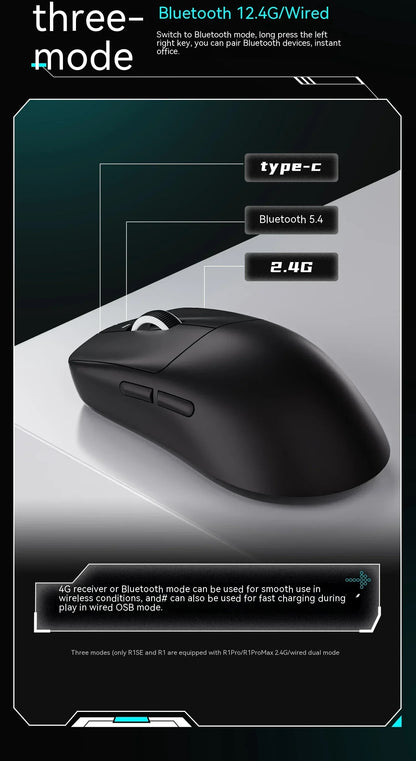 Mouse wireless VXE Dragonfly R1 Pro cu senzor Paw3395, Nordic 52840, 2khz, Smart Speed X, latență redusă, pentru birou, gamer și PC gaming