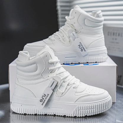 Moderna, avslappnade sneakers, höga skateboardskor, studentkängor för män och kvinnor, trendiga, slitstarka, tvåfärgade, för par