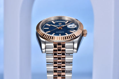 PAGANI DESIGN Luxe herenhorloge met saffierglas, lichtgevende wijzers, roestvrij staal, week- en datumweergave, mechanisch, waterdicht, ST16 herenhorloge