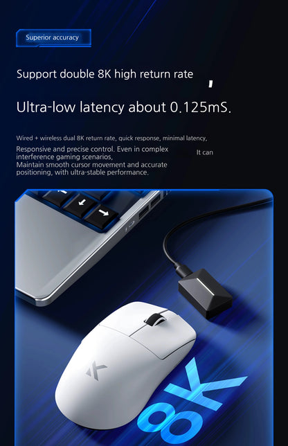 MCHOSE L7 Ultra+ Medium Large Hand Mouse Game E-Sports PAW3950 Wireless Three Mode Lightweight Office Dual-Drive Computer Mouse