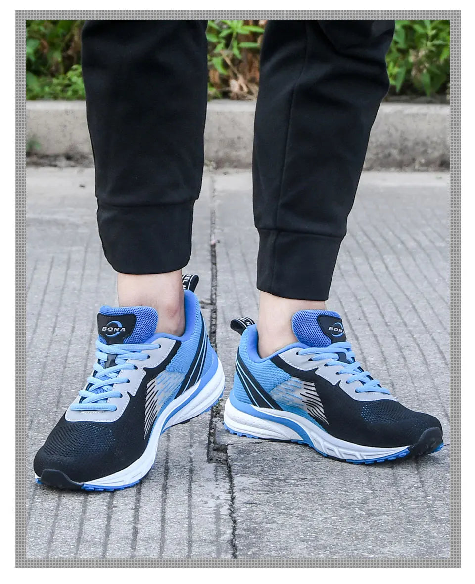 BONA New Popular Style Men Running Mesh Weaving Upper Sport Shoes ventilate Jogging Walking Sneakers Lace Up
