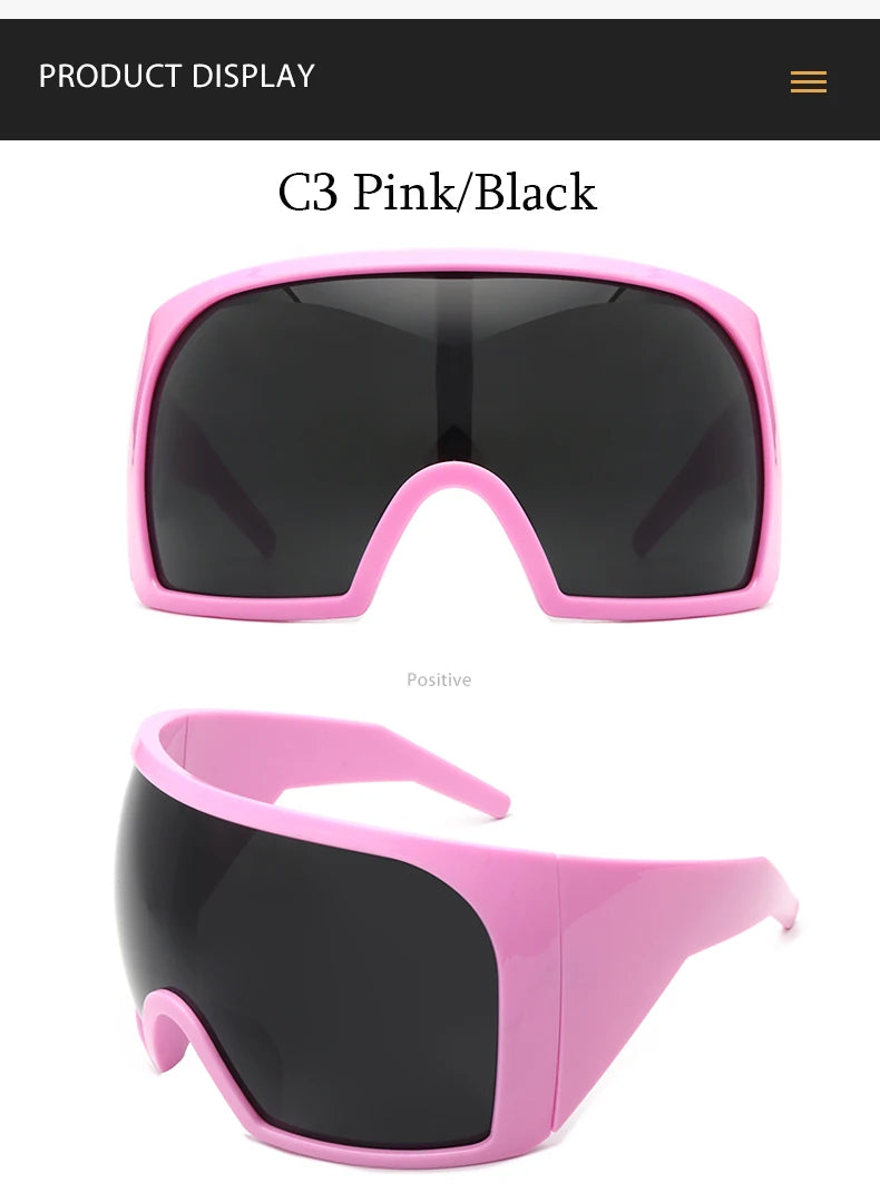 Oversized Black Punk Goggle Sunglasses Women Men Luxury Brand Designer Y2K Sport Sun Glasses Retro One Piece Outdoor Shade UV400