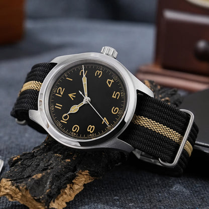 Militado ML08 V2 Vintage-Quarzuhr Military VH31-Uhrwerk Doppeltes Saphirglas C3 BGW-9 Leuchtend Wasserdicht 38mm Uhr