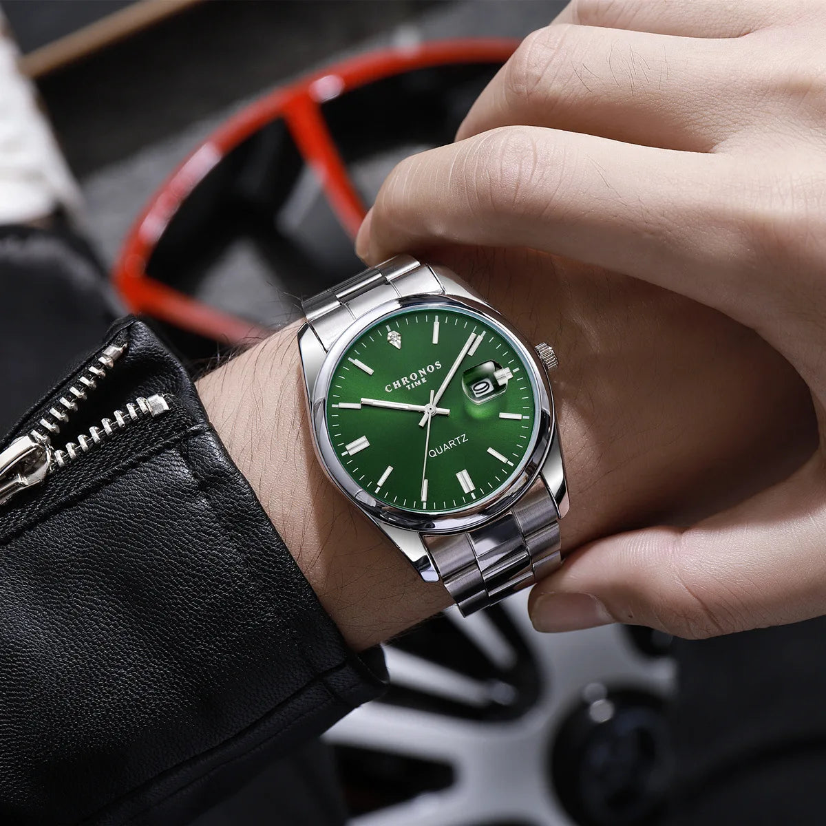 Montre-bracelet pour homme CHRONOS – Marque de luxe, étanche, lumineuse, avec affichage de la date, en acier inoxydable, à mouvement à quartz.