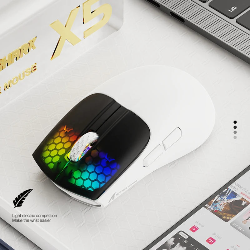 ATTACK SHARK X5 49g Wireless Gaming Mouse, Bluetooth Tri-mode, PixArt Optical Sensor for PC/MAC/Wins