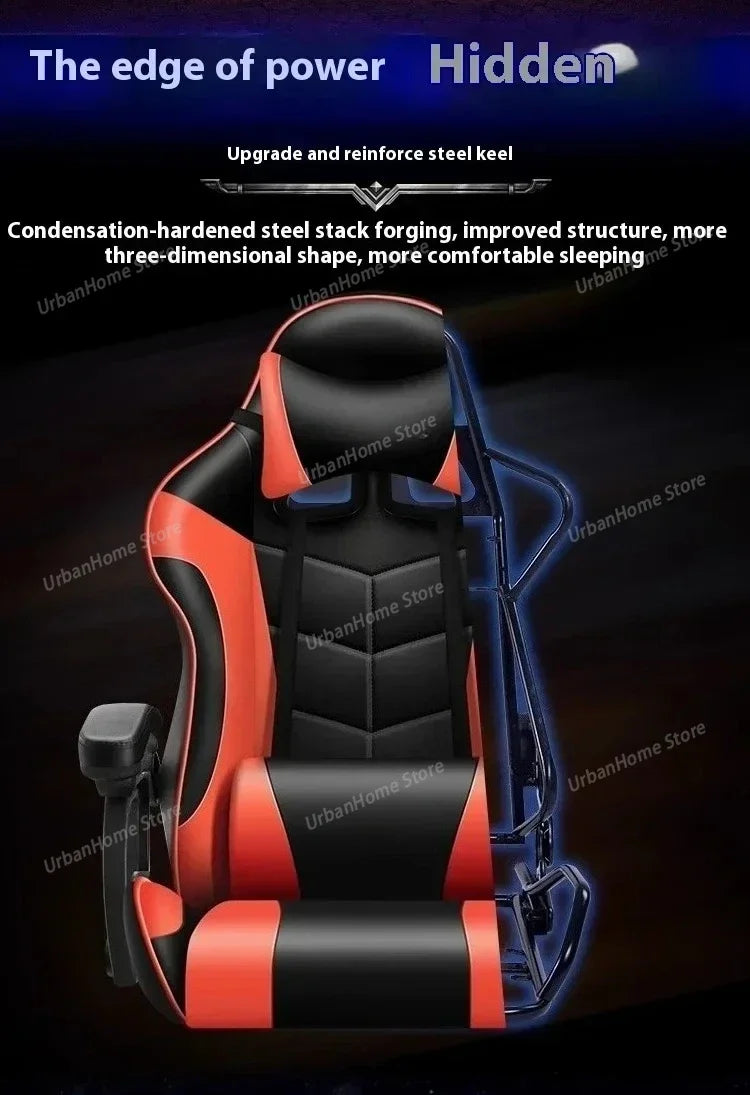 Ergonomic Gaming Chair with Reclining Backrest, Leather Computer Chair, Comfortable Swivel Office Gaming Chair with Adjustable Height & Armrests
