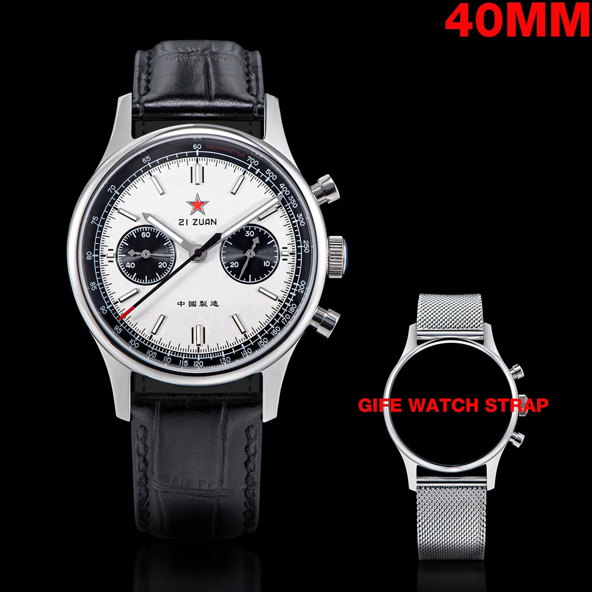 1963 Panda Pilot Chronograph Watch Men 40mm Air Force Sapphire Senior ST1901 Mechanical Wristwatches Retro Clock Men's Watch