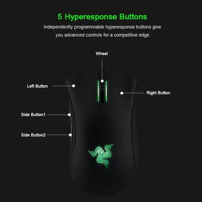 Original Razer DeathAdder Essential Wired Gaming Mouse 6400DPI Optical Sensor 5 Independent Buttons for Laptop PC Gamer