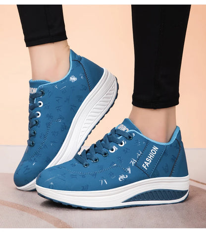Women’s Outdoor Thick-Bottom Swinging Casual Shoes Fashion Platform Large 42 Flat-Bottom Walking Sports Shoes Walking and Running