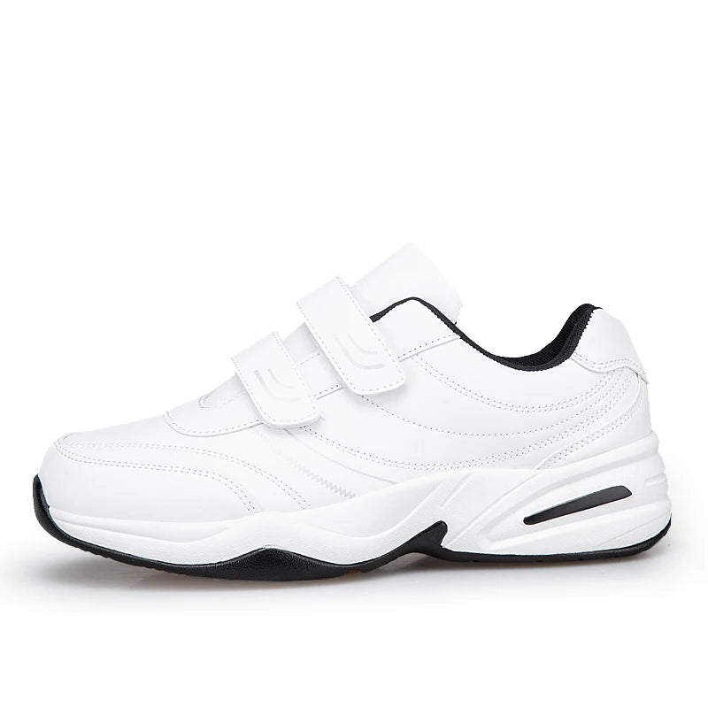 Baskets en cuir à crochet et boucle réglables pour hommes chaussures de sport décontractées baskets blanches Masculino Zapatillas Deportivas Tenis