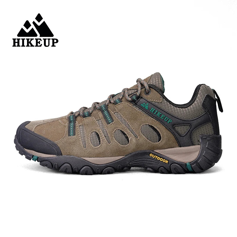 HIKEUP Hiking Shoes Men's Winter Climbing Trekking Sneakers for Men Leather Breathable Outdoor Anti-Skid Sports Work Shoes